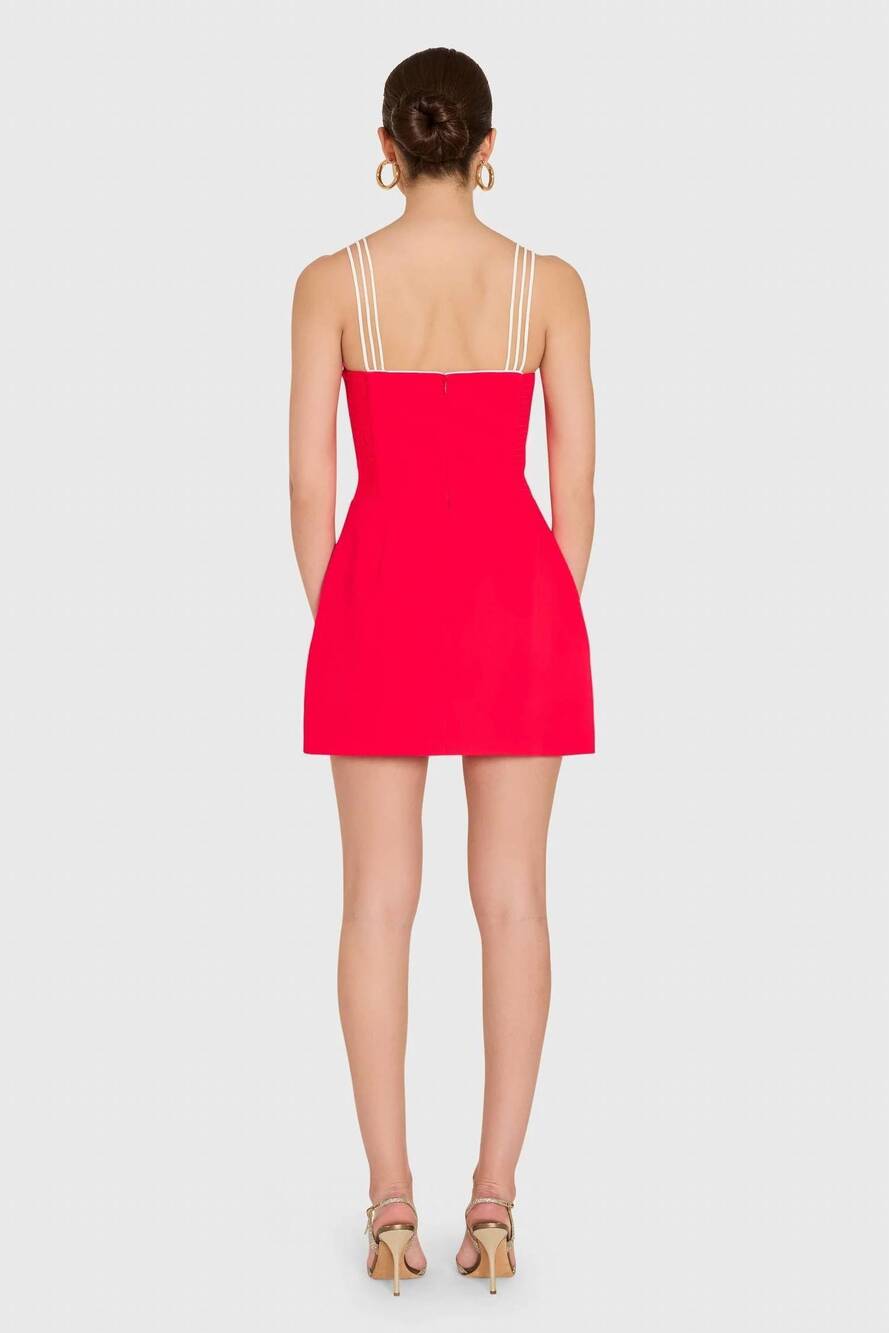 NEW AMANDA UPRICHARD straight neckline scout romper in vivid crimson - Picture 3 of 6
